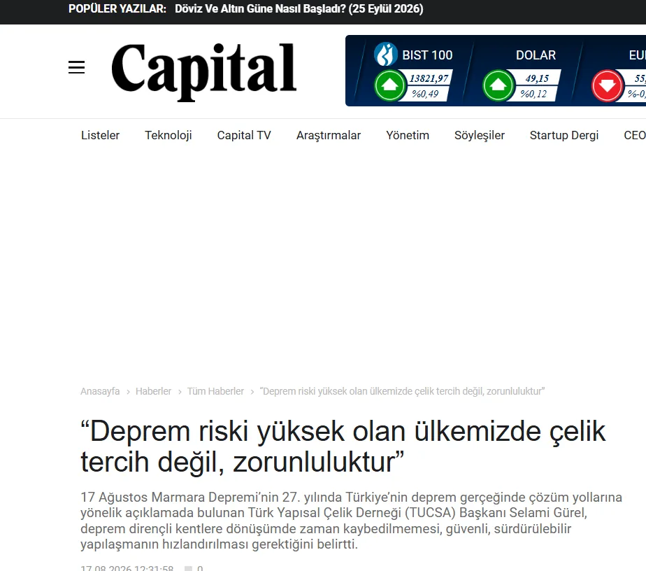 Capital sitesindeki haberin ekran görüntüsü