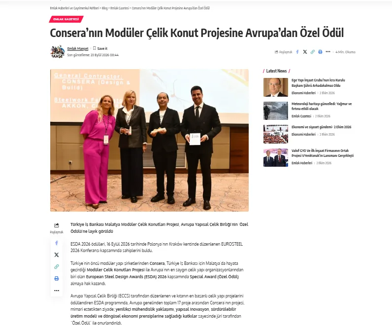 Emlak Manşet sitesindeki haberin ekran görüntüsü