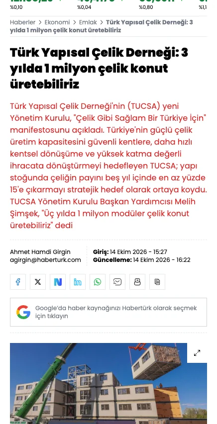 Habertürk sitesindeki haberin ekran görüntüsü
