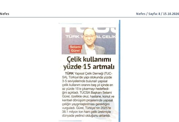 Nefes gazetesinin 15 Ekim 2026 tarihli sayısında (sayfa 8) çıkan haberin kupürü