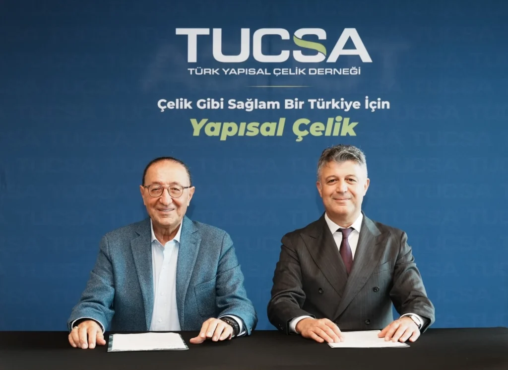 TUCSA Yönetim Kurulu Başkanı Selami Gürel ve Yönetim Kurulu Başkan Yardımcısı Melih Şimşek basın toplantısında